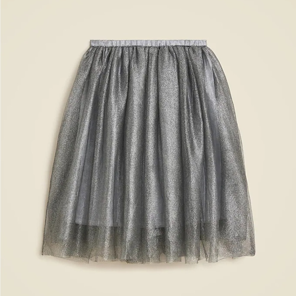 J. Crew Collection Silver Metallic Tulle Skirt NWT